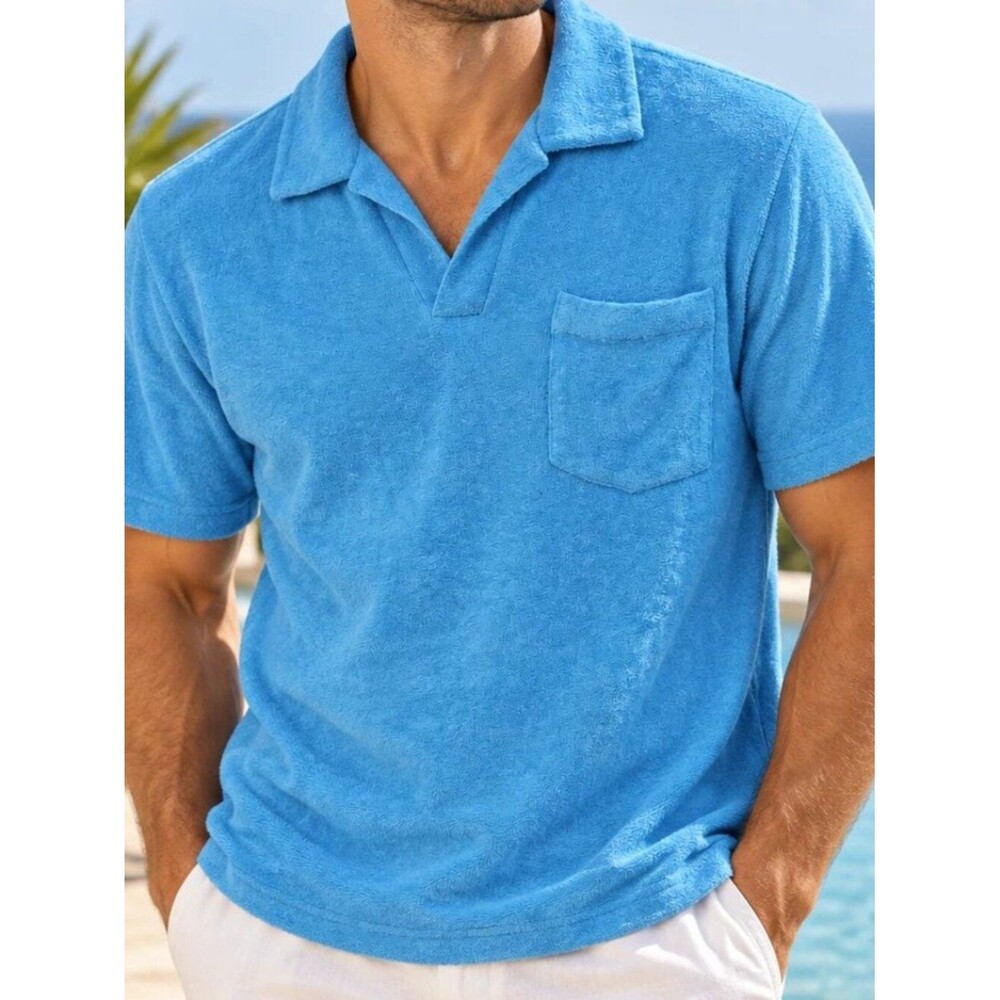 Criquet Terrycloth Polo Men's T-Shirt Short Sleeves Collared Solid M 290572